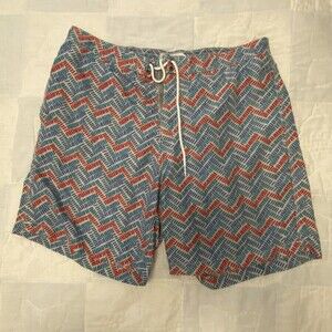 Trunks Men's Swimsuit, XXL, with liner, Red, blue, white design suit